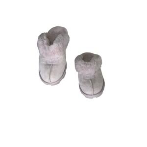 UGG Coquette Lavender Purple Suede Sheepskin Fur Slide Slippers Womens Size 10.5